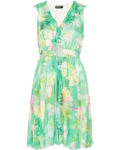 Liu Jo Floral-print Mini Dress - Green