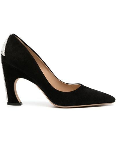 Chloé Oli 90 Suede Court Shoes - Women's - Calf Suede/calf Leather/fabric - Black