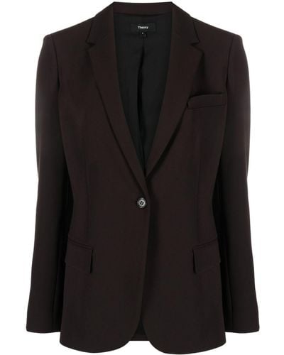 Theory Notched-lapels Single-breasted Blazer - Black