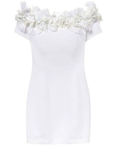 Emilio Pucci Floral-appliqué Off-shoulder Minidress - White