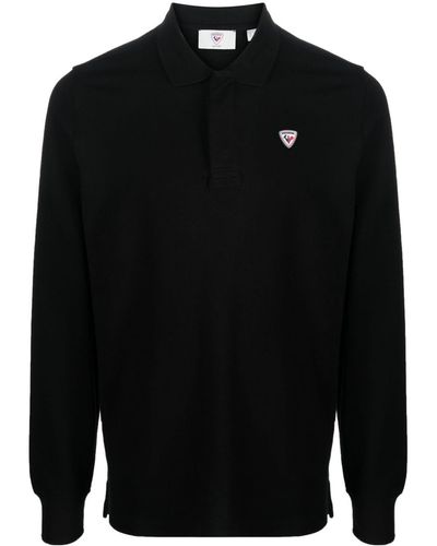 Rossignol Logo-patch Long-sleeve Polo Shirt - Black