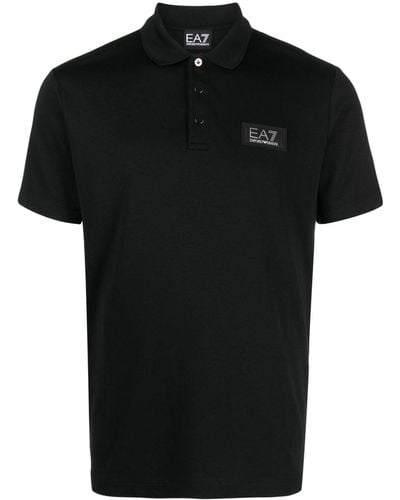 EA7 Poloshirt mit Knopfverschluss - Schwarz