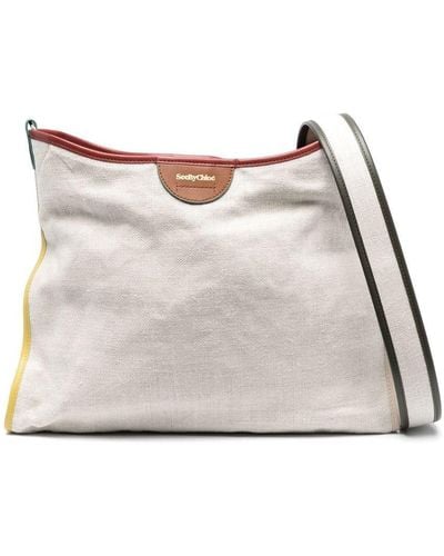 See By Chloé Logo-detail Shoulder Bag - Natural