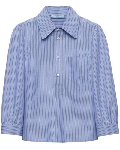 Prada Striped Cotton Shirt - Blue