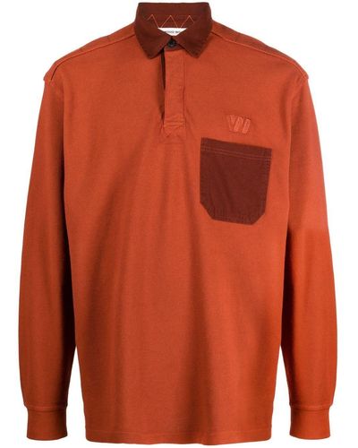 WOOD WOOD Logo-embroidered Cotton Polo Shirt - Orange