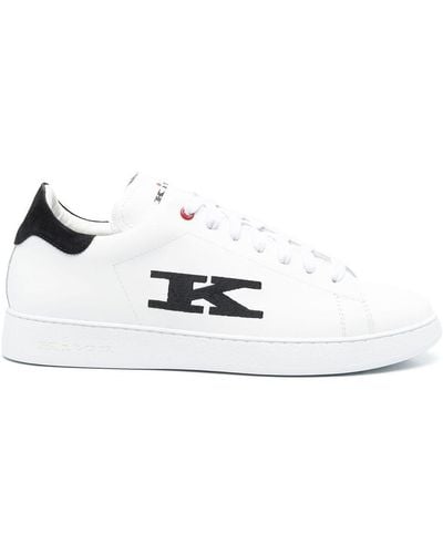 Kiton Low Sneakers With Embroidered Logo - White