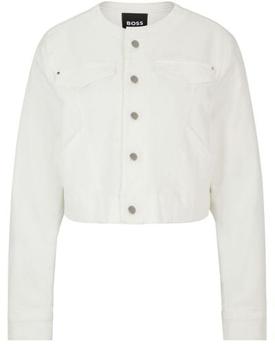 BOSS Jeansjacke mit Logo - Weiß