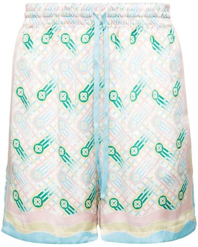 Casablancabrand Ping Pong-print Silk Shorts - Green