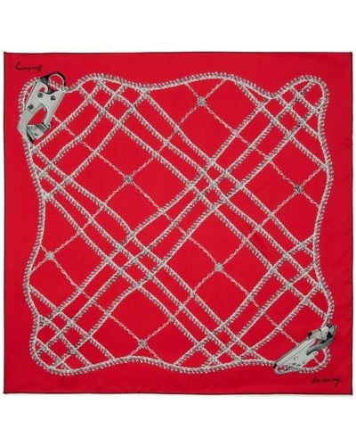 Burberry Chain Check-print Silk Scarf - Red
