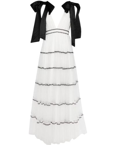 Alice + Olivia Jessalyn Bow-detail Maxi Dress - White