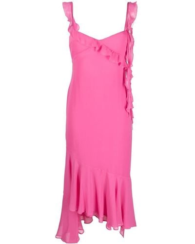 ANDAMANE Ruffle-detail Midi Dress - Pink