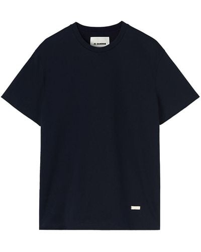 Jil Sander T-Shirt mit Logo-Schild - Blau