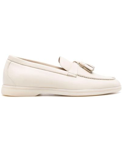 SCAROSSO Leandra Leather Loafers - Natural
