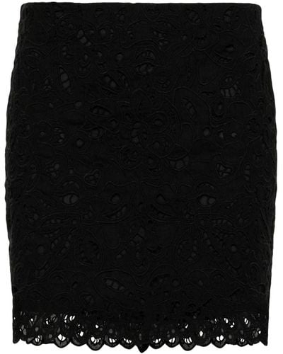 Isabel Marant Tweed Mini-rok Met Borduurwerk - Zwart