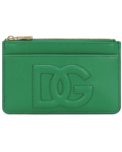 Dolce & Gabbana Porte-monnaie zippé à logo embossé - Vert