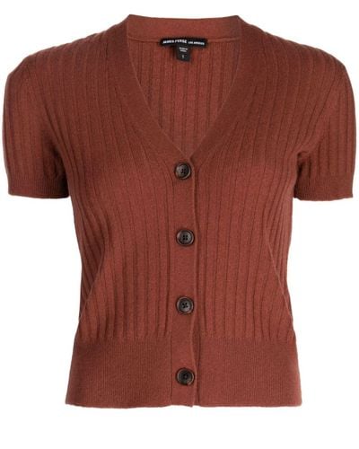 James Perse Ribbed Cashmere Cardigan - Red