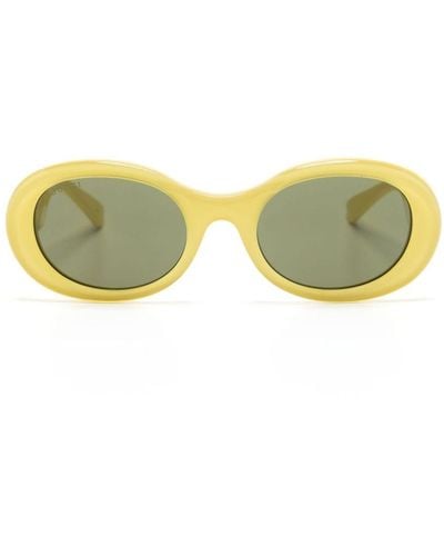 Gucci Sonnenbrille mit ovalem Gestell - Gelb