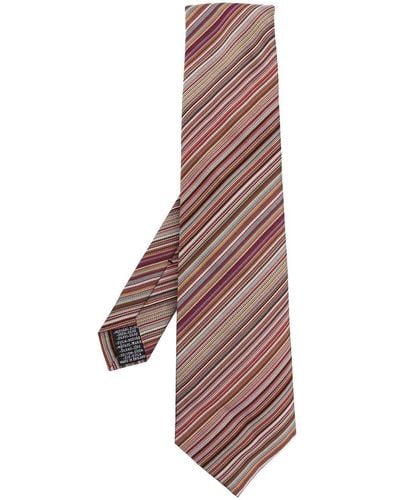 Paul Smith Diagonal-stripe Silk Tie - Purple