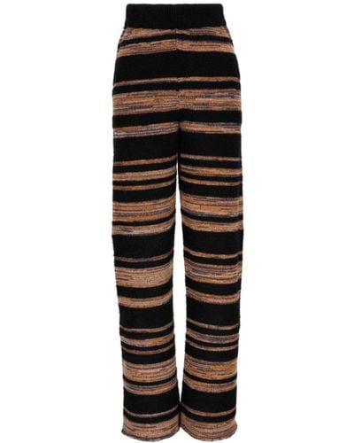 The Elder Statesman Knitted Striped Pants - Black