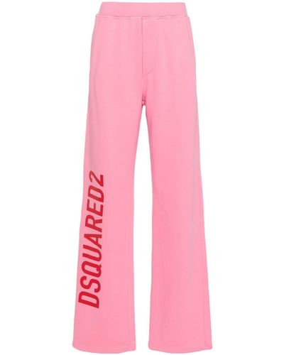 DSquared² Pantalon de jogging en coton à logo imprimé - Rose