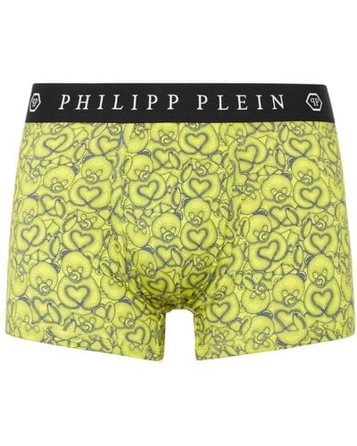Philipp Plein Boxer à imprimé ourson - Jaune