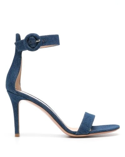 Gianvito Rossi Portofino 85mm Denim Sandals - Blue