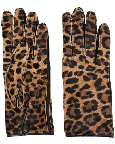 Maison Margiela Leopard-print Leather Gloves - Brown