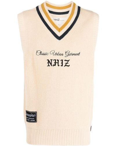 Izzue Logo-embroidered Knitted Vest - Natural