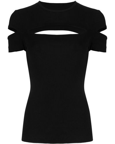 Helmut Lang Camiseta con aberturas - Negro