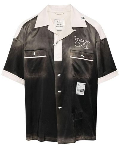 Maison Mihara Yasuhiro Bowling Hemd mit ausgeblichenem Effekt - Schwarz
