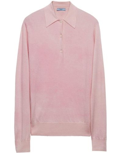 Prada Fine-knit Cashmere Polo Shirt - Pink
