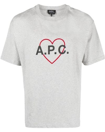 A.P.C. T-shirt Met Hart Logo - Grijs