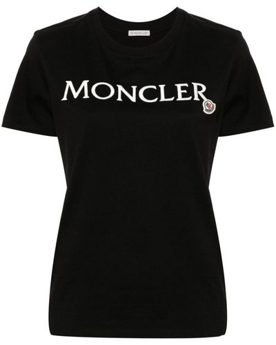 Moncler T-Shirt mit Logo-Stickerei - Schwarz
