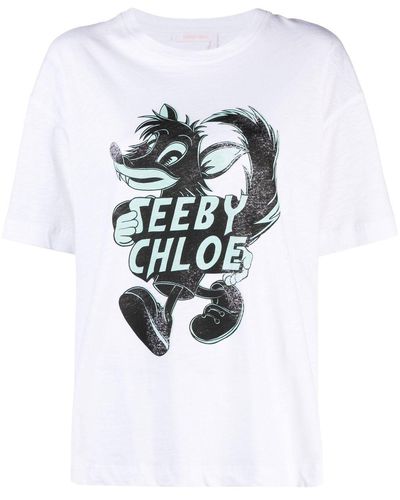See By Chloé T-shirt Met Logoprint - Wit