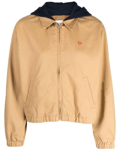 Chocoolate Logo-embroidered Hooded Cotton Jacket - Natural