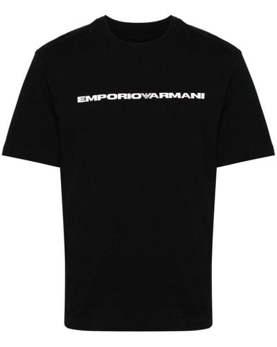Emporio Armani Logo-print Cotton T-shirt - Black