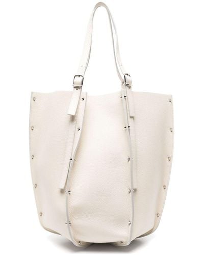 Chloé Carmela Leather Tote Bag - White