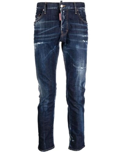 DSquared² Tapered-Jeans im Distressed-Look - Blau