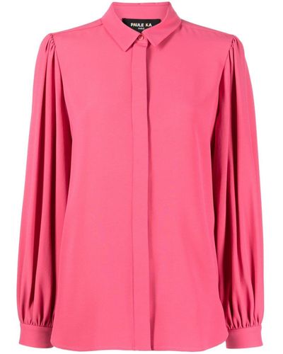 Paule Ka Pleat-detail Classic-collar Shirt - Pink