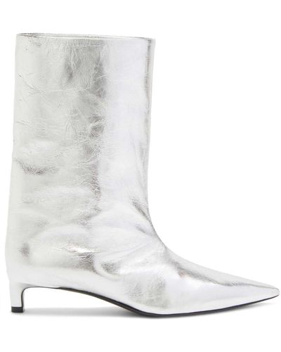 Jil Sander Metallic Leather Ankle Boot - White