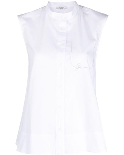 Peserico Crystal Embellished Sleeveless Shirt - White