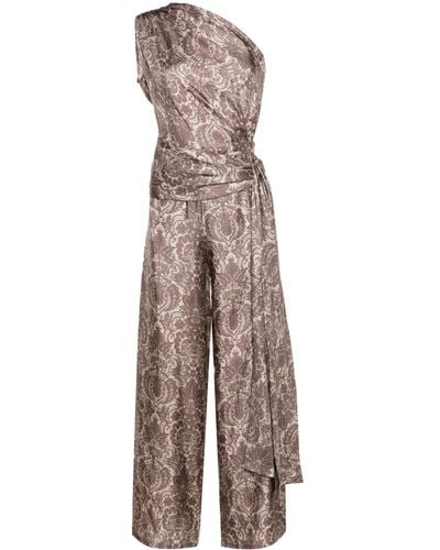 Manzoni 24 Floral-print Silk Jumpsuit - Brown