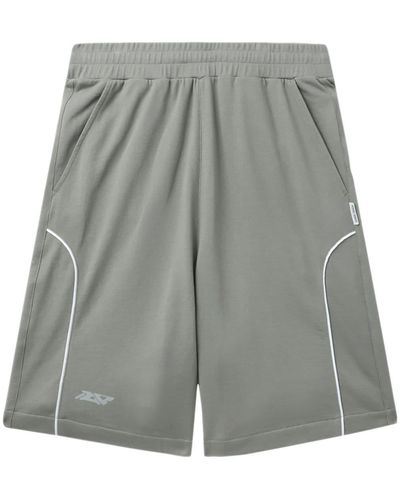 Izzue Stripe-detail Cotton Shorts - Grey