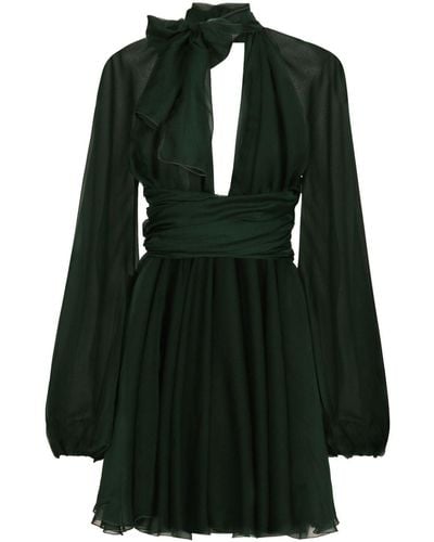 Dolce & Gabbana V-neck Silk Dress - Black