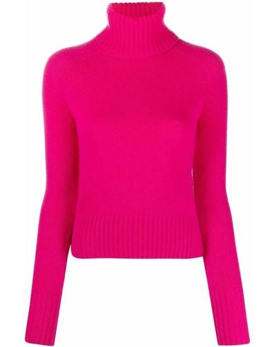 Ami Paris Funnel Neck Virgin Wool Sweater - Pink