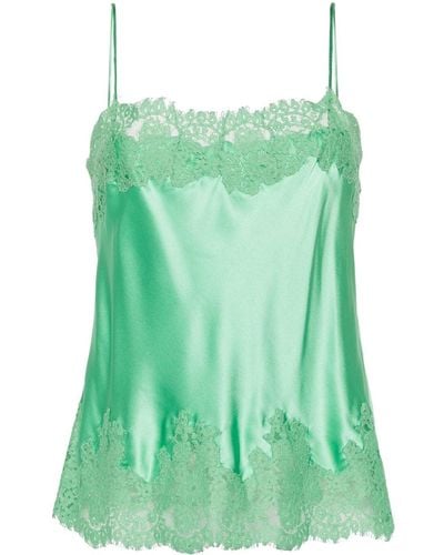 Ermanno Scervino Lace-detail Satin Top - Green