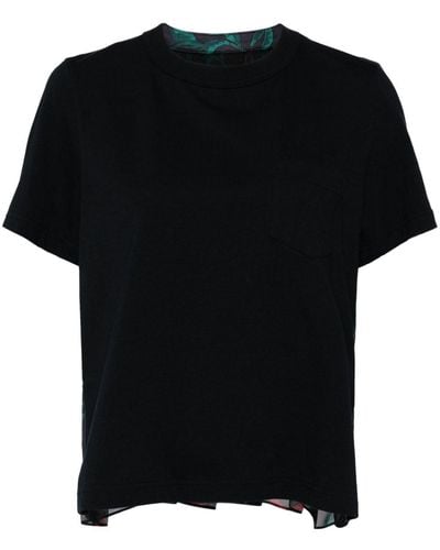 Sacai Panelled Cotton T-shirt - Black