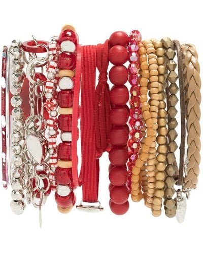 Amir Slama Lot de bracelets dépareillés - Rouge