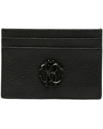 Roberto Cavalli Rc-plaque Leather Cardholder - Black