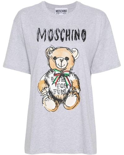 Moschino T-shirt Met Teddybeerprint - Grijs